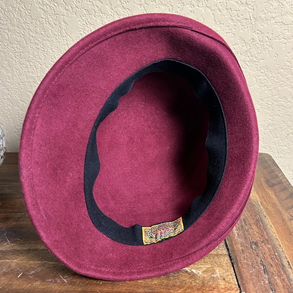 Scaasi Collezione Burgundy Felt Cloche Hat Velvet Bow Accent Womens - Picture 6 of 9
